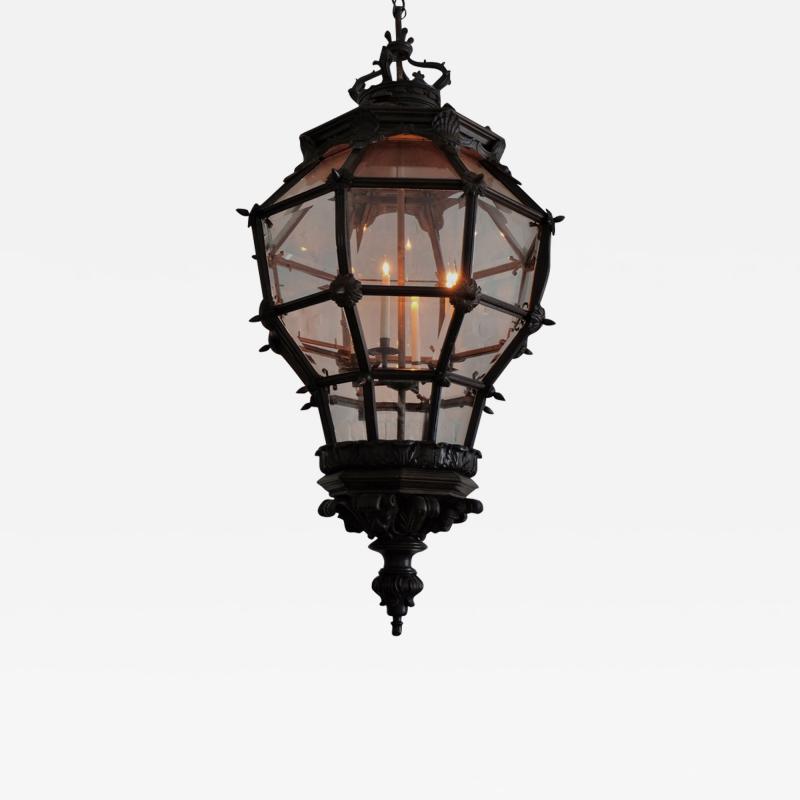 Monumental 1920s Carved Hardwood Versailles Lantern 6 Available France