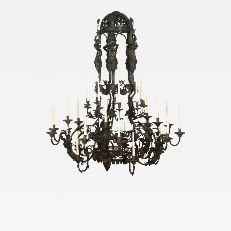 Monumental 19th Century French Bronze Chandelier