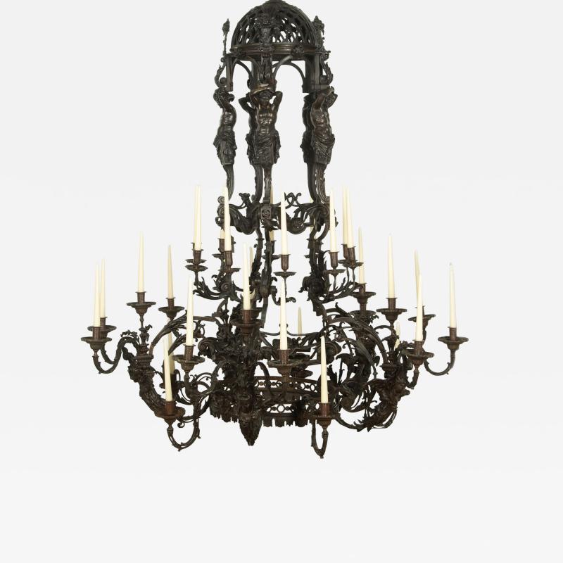 Monumental 19th Century French Bronze Chandelier