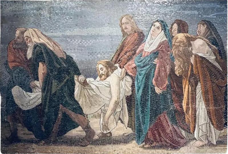 Monumental 19th Century Italian Micro Mosaic Mosaic Mural Entombment of Jesus