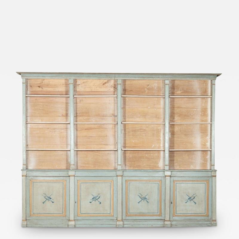 Monumental 19thC French Blue Painted Bookcase