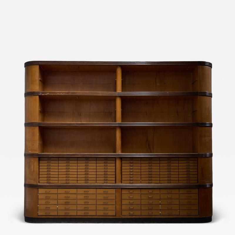 Monumental Art Deco Display Cabinet with Drawers Italy Mid 20th Century