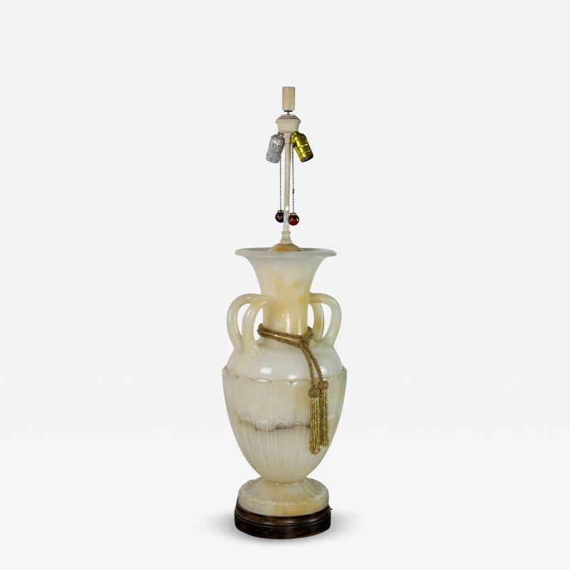 Monumental Carved Alabaster Neoclassical Lamp