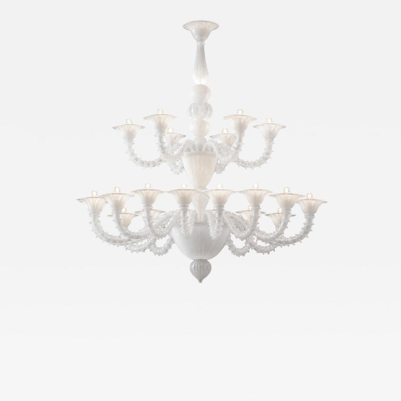 Monumental Contemporary White Rezzonico Murano Glass Chandelier