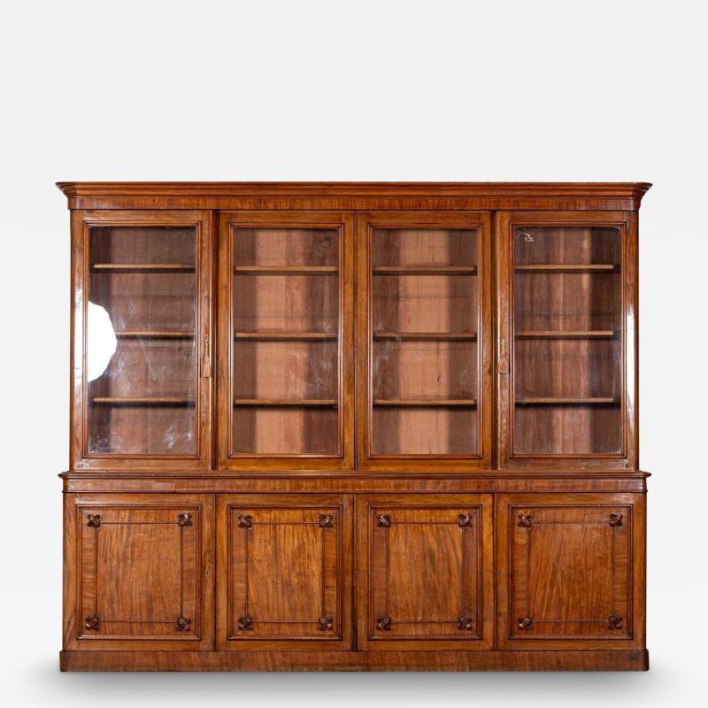 Monumental Early 19thC English Mahogany Glazed Library Bookcase