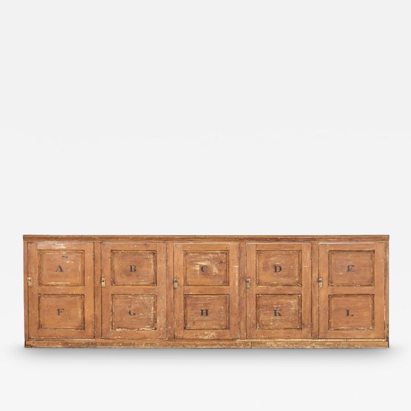 Monumental English 19thC Pine Estate Deed Cabinet