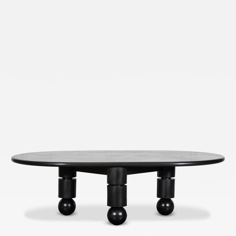 Monumental English Ebonised Brutalist Elm Dining Table