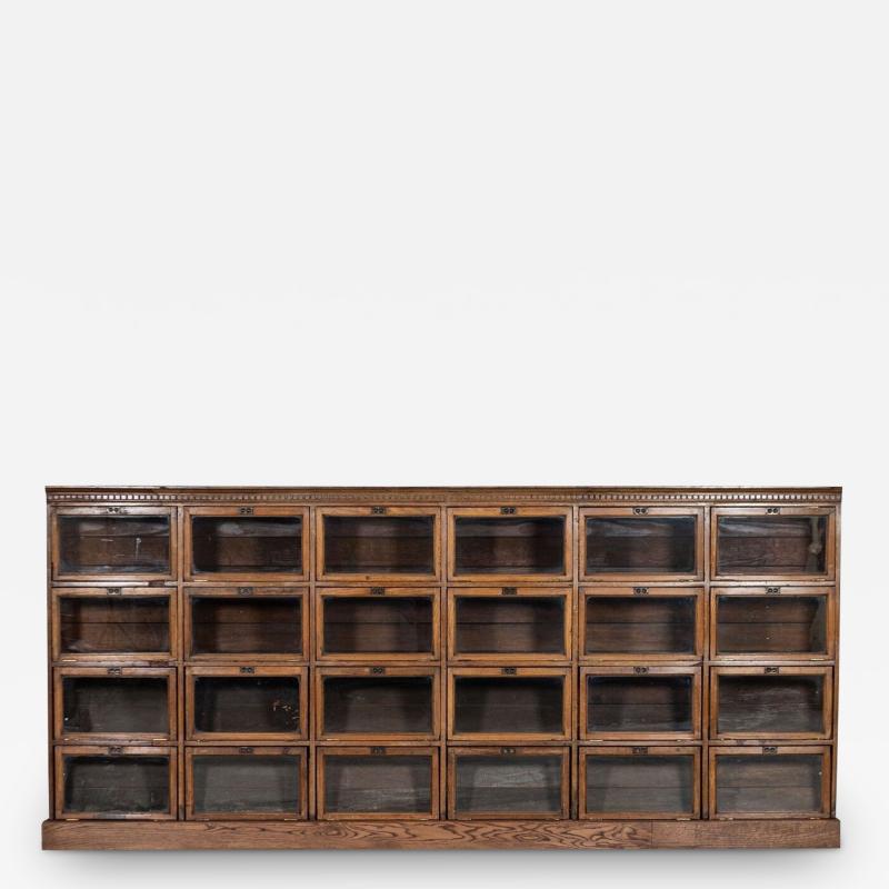 Monumental English Oak Barristers Bookcase Cabinet