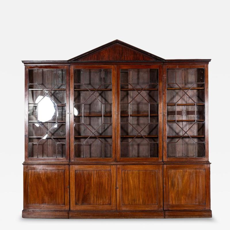 Monumental George III English Mahogany Breakfront Library Bookcase