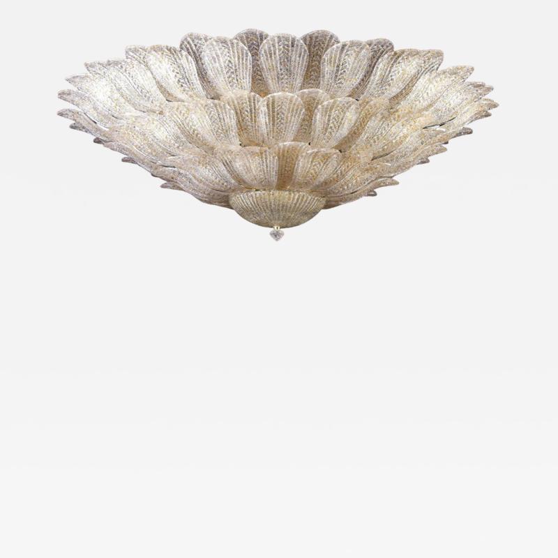 Monumental Gold Leaves Murano Glass Ceiling Light or Flush Mount