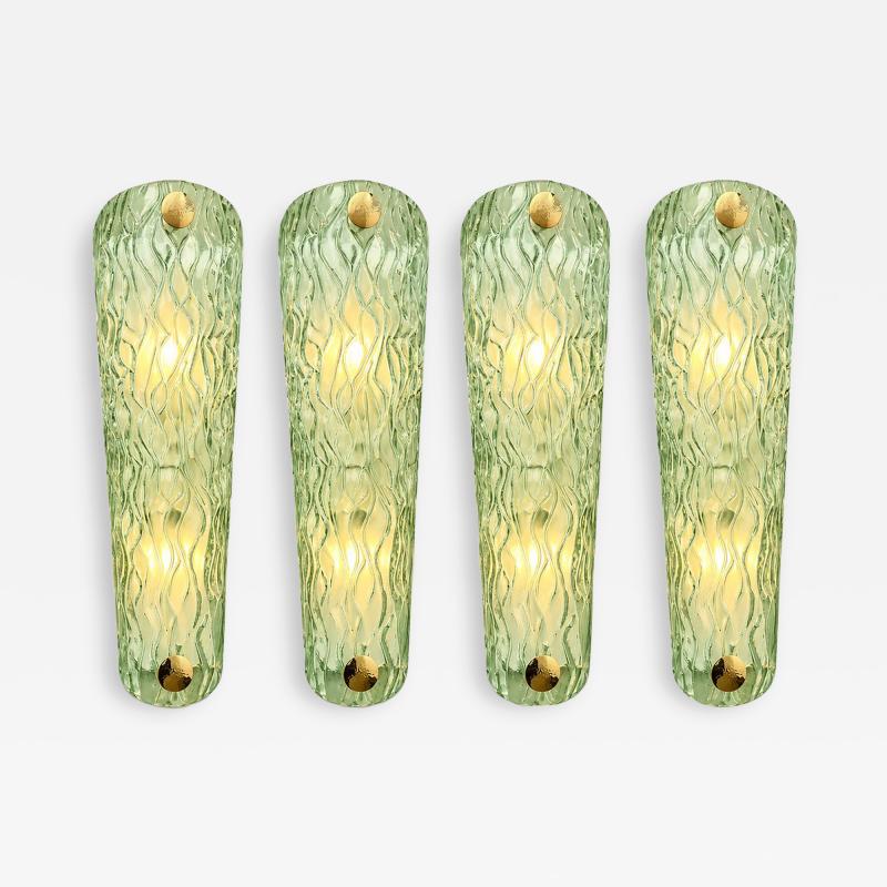 Monumental Green Murano Glass Wall Sconces From Italy Set of Four