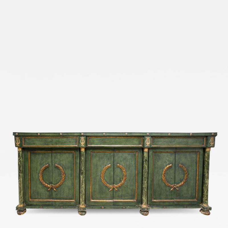 Monumental Italian Neoclassical Style Paint Decorated Marble Top Console
