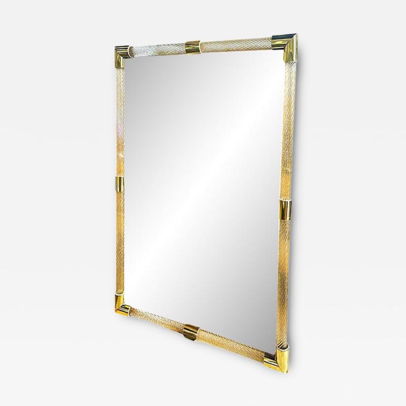 Monumental Italian Venetian Torchon Murano Glass Wall Mirror in Barovier Style
