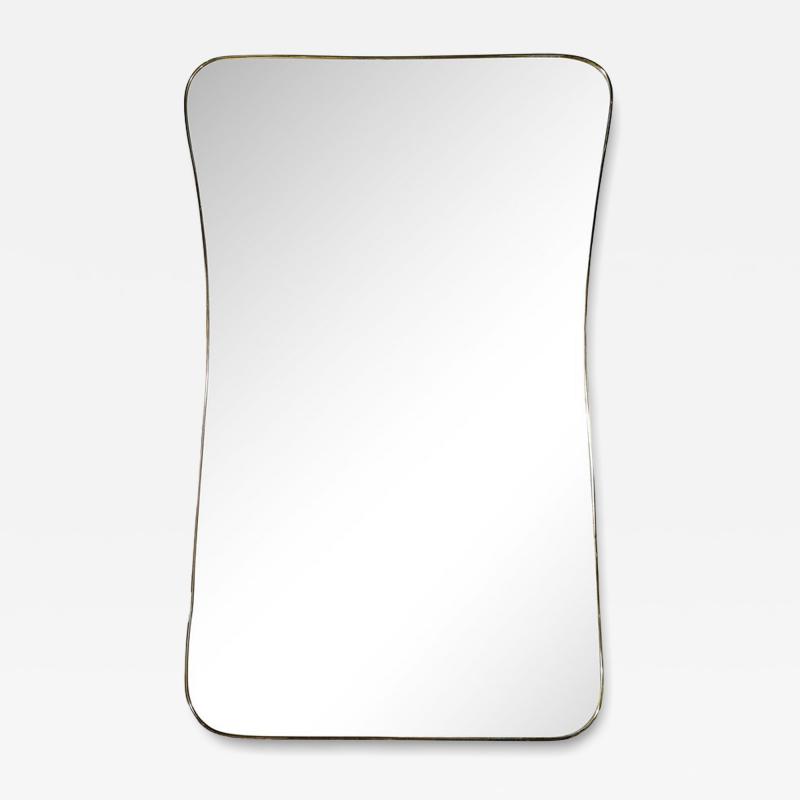 Monumental Mid Century Modernist Brass Curvilinear Hourglass Form Wrapped Mirror