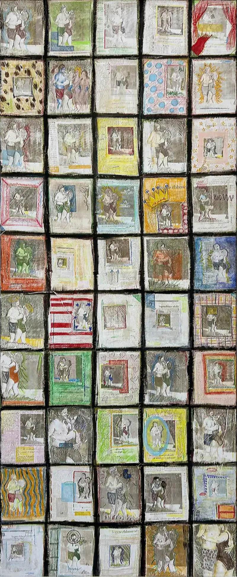Monumental Mixed Media Painting Bill and Hilary Clinton Sweet Embrace 