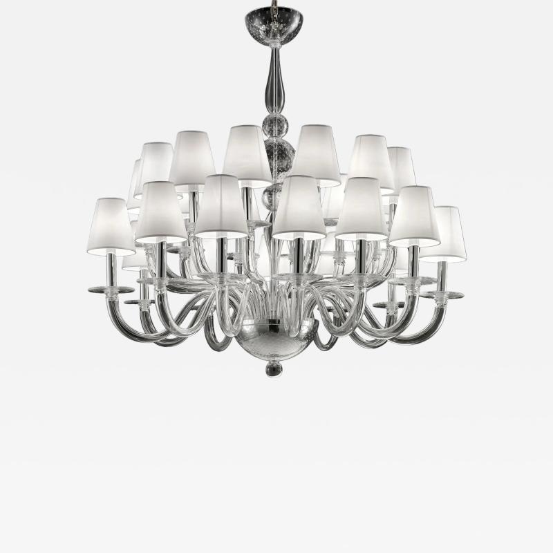 Monumental Modern Transparent Murano Glass Chandelier