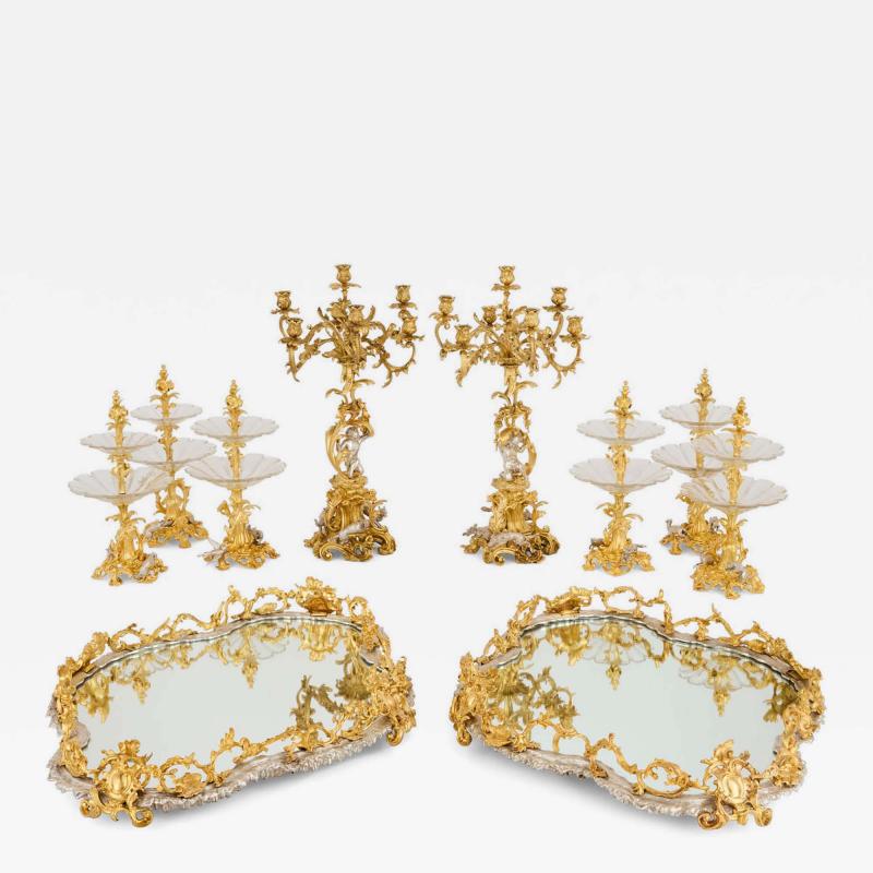 Monumental Napoleon III Silvered and Gilt Bronze Surtout de Table