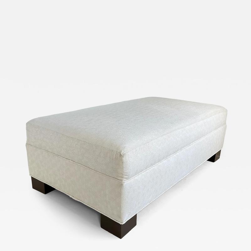 Monumental Newly Upholstered Ottoman Pouf Ebonized Wood Feet