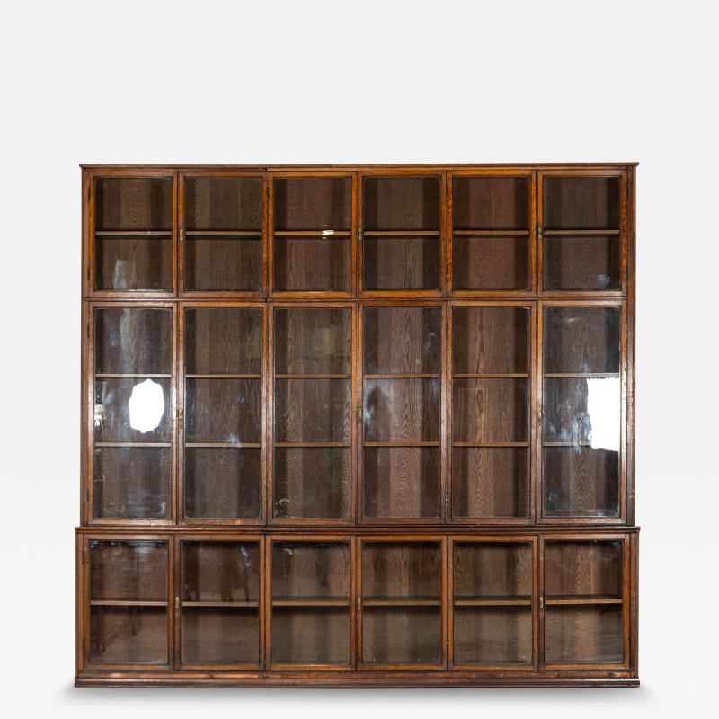 Monumental Oak Glazed Haberdashery Bookcase Cabinet