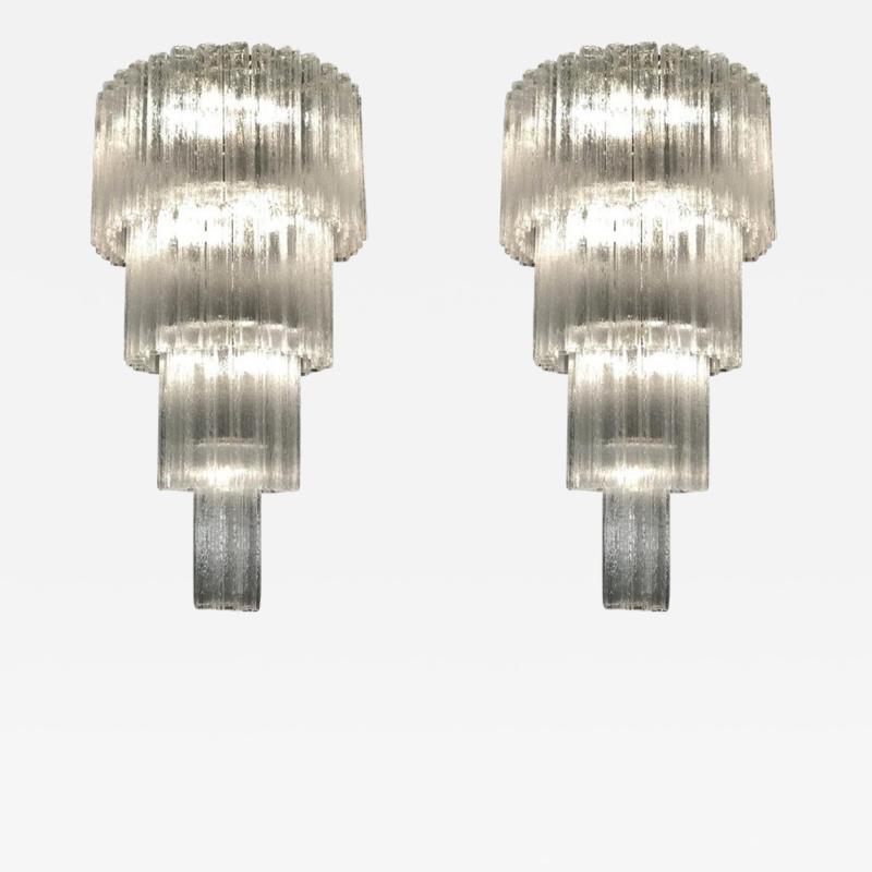 Monumental Pair of Italian Tronchi Chandeliers Murano 1980s