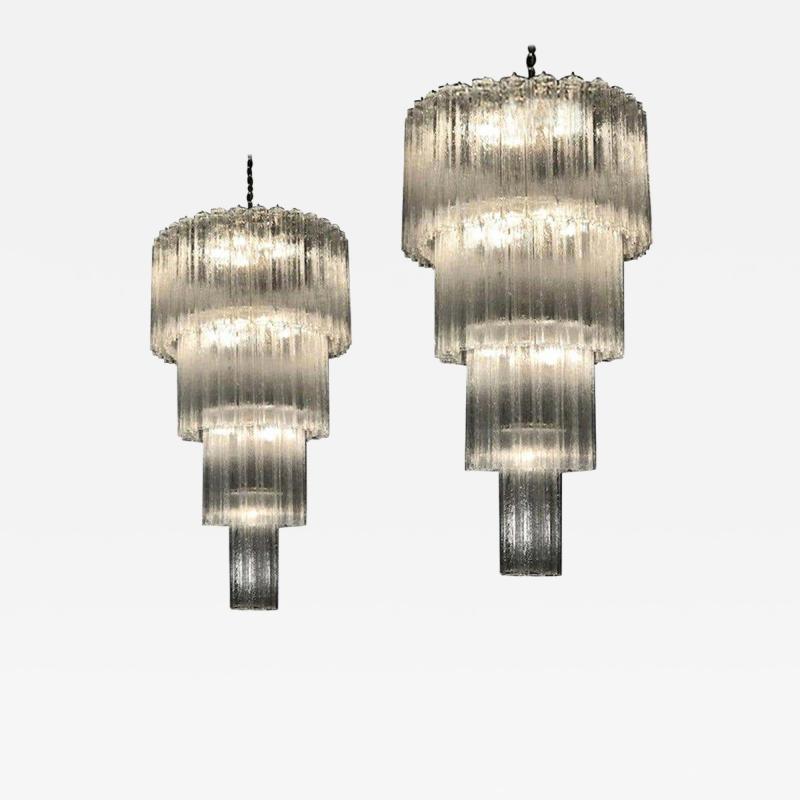 Monumental Pair of Italian Tronchi Chandeliers Murano 1980s