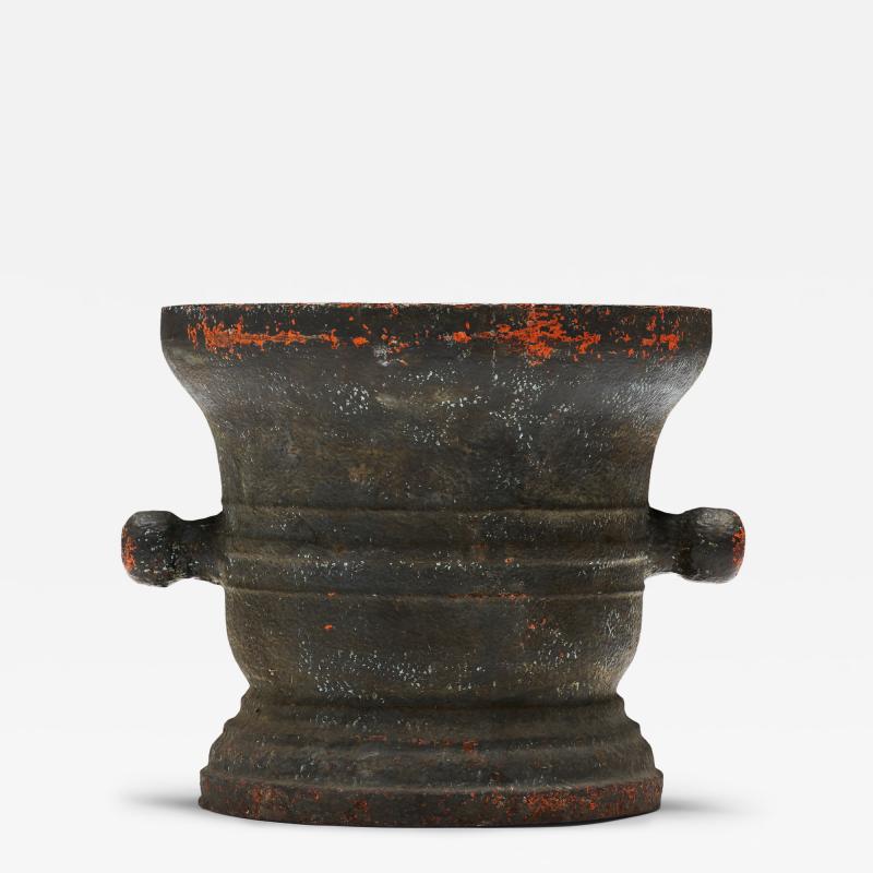 Monumental Patinated Cast Iron Mortar France 19th C