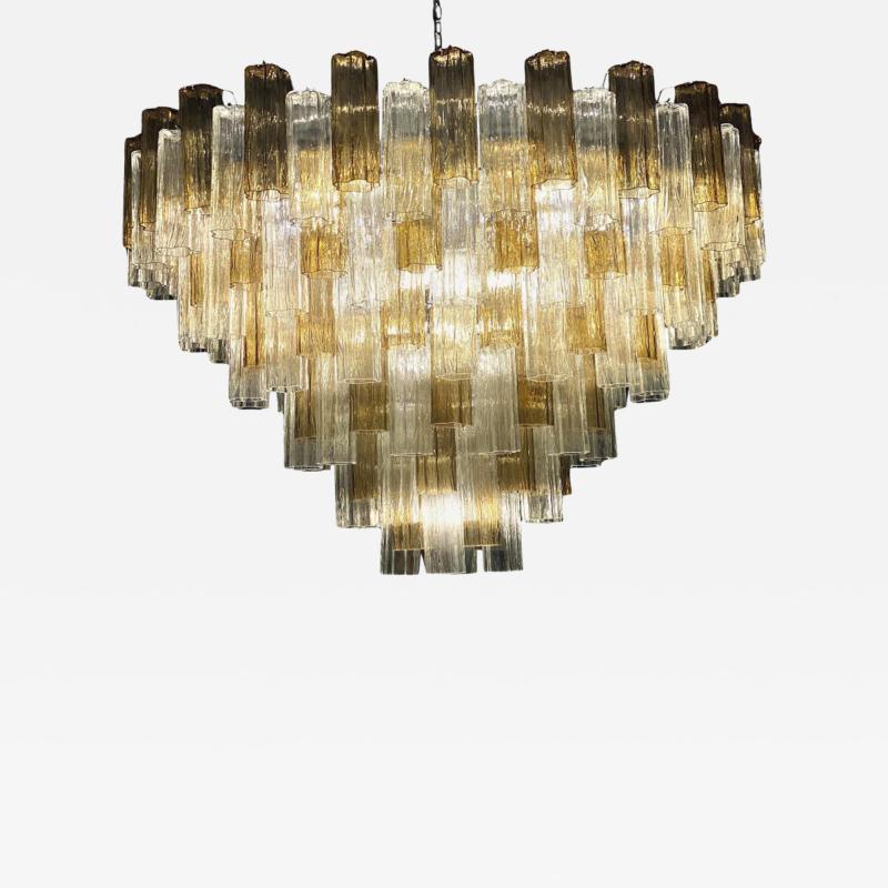 Monumental Smoke and Clear Murano Glass Tronchi Chandelier or Ceiling Light