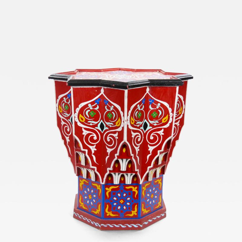 Moorish Style Moroccan Hand Painted Polychrome Eight Pointed Star Side Table