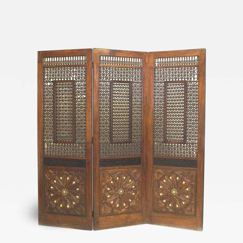 Moorish Teak 3 Fold Screen