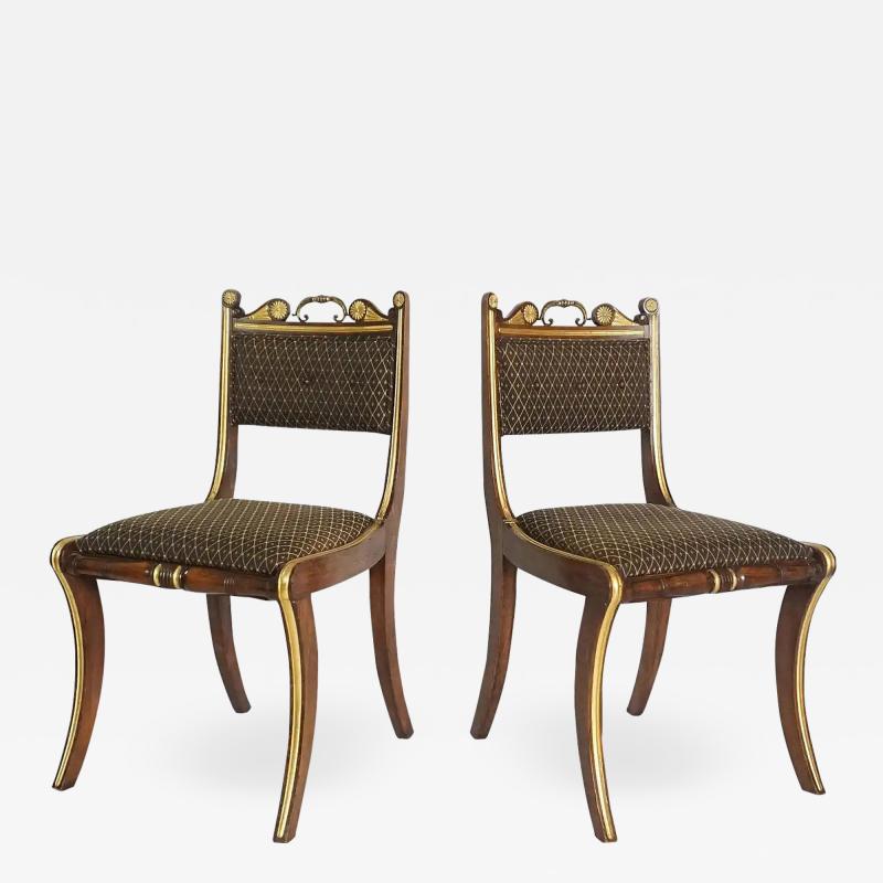 Morel Hughes Pair of English Regency Side Chairs attributed to Morel Hughes