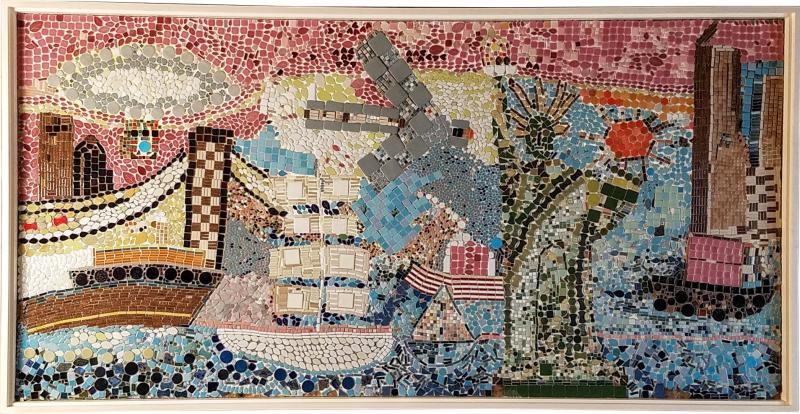 Mosaic Panel of The Bicentennial in New York Harbor 1978 4 by 8 feet