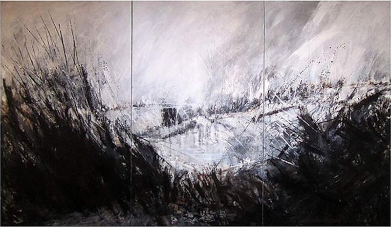 Moshe Y American Modern Abstract Expressionist Mixed Media Triptych Moshe Y