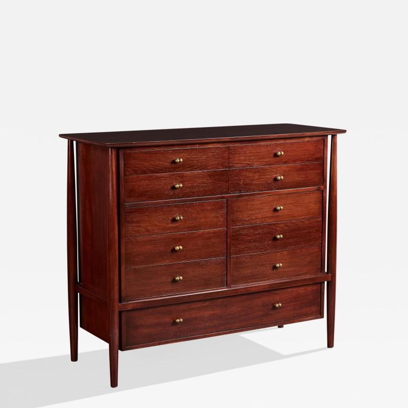 Mount Airy Chest of Drawers with Walnut and Brass USA 1950s