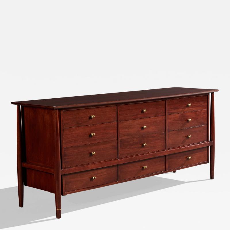 Mount Airy Dresser with Walnut and Brass USA 1950s