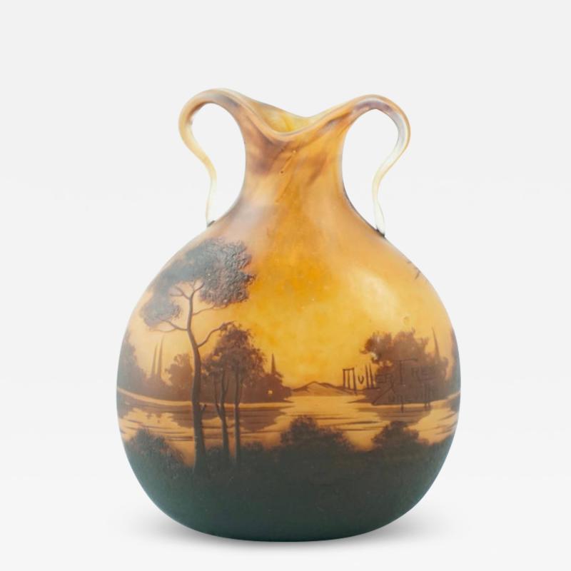 Muller Fr res Muller Freres Luneville Cameo Landscape vase 1900