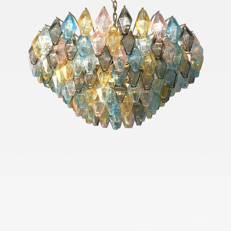 Multicolor Large Poliedri Murano Glass Chandelier or Ceiling Light