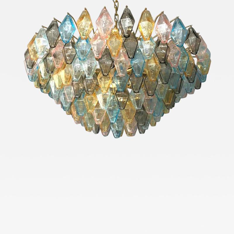 Multicolor Large Poliedri Murano Glass Chandelier or Ceiling Light