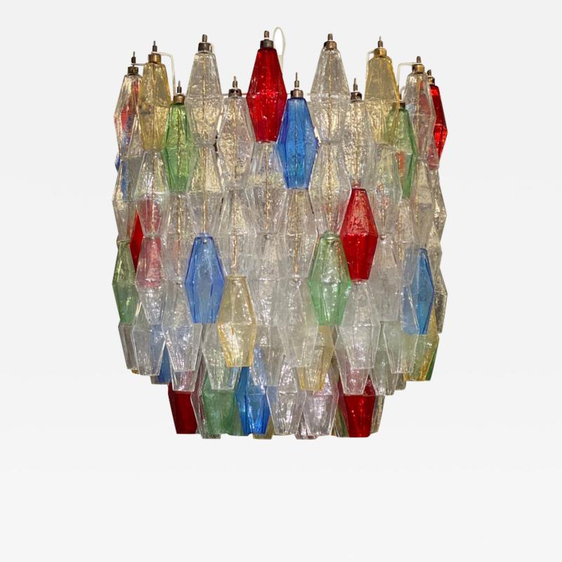 Multicolor Poliedri Murano Glass Chandelier in the Manner of Gio Ponti