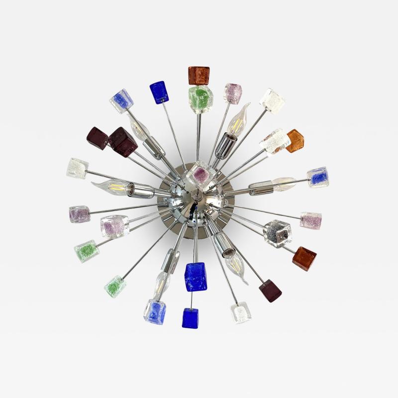 Multicolor Star Sputnik Little Cubes Murano Glass Flush Mount