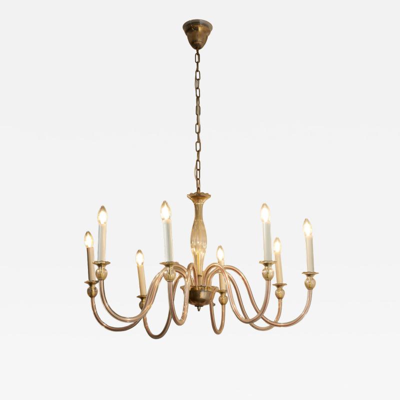 Murano Amber Glass Eight Arm Chandelier 1950s