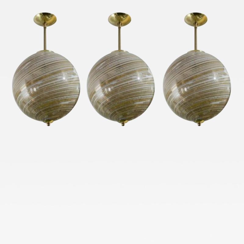 Murano Blown Wheat Gold Swirl Globe Pendant Contemporary UL Certified