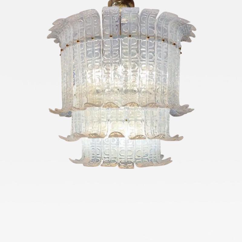 Murano Bluish Opalescent Glass Chandelier