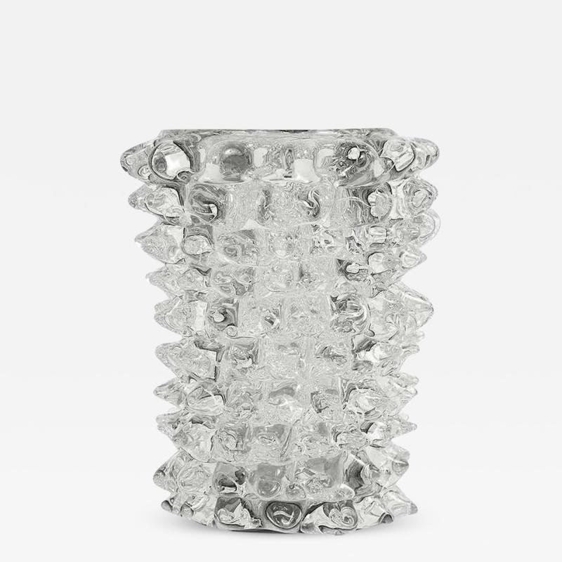 Murano Clear Glass Rostrate Vase