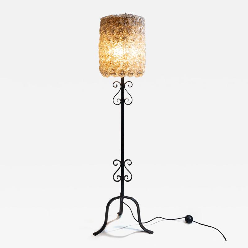 Murano Floor Lamp Millefiori with Glass Flowers attributed to Barovier Toso