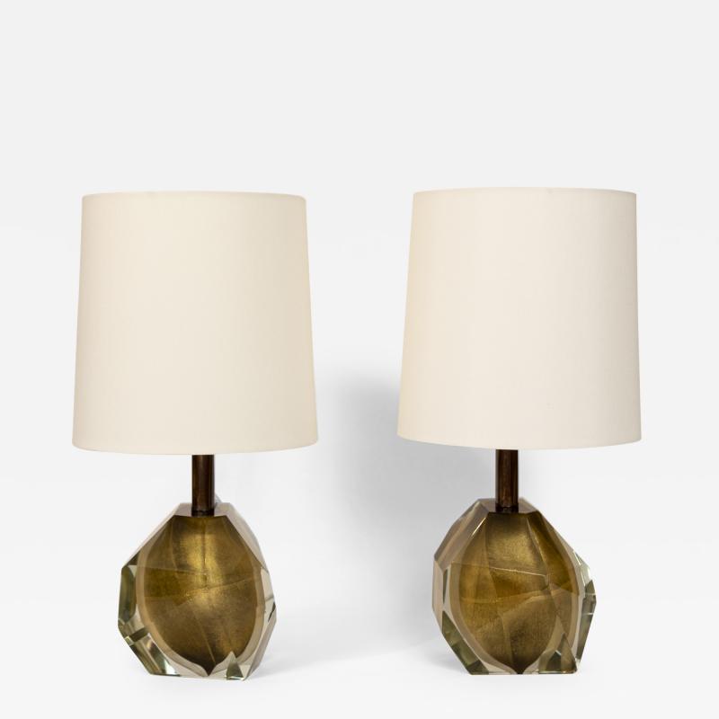 Murano Glass Bronze Rock Lamps Contemporary