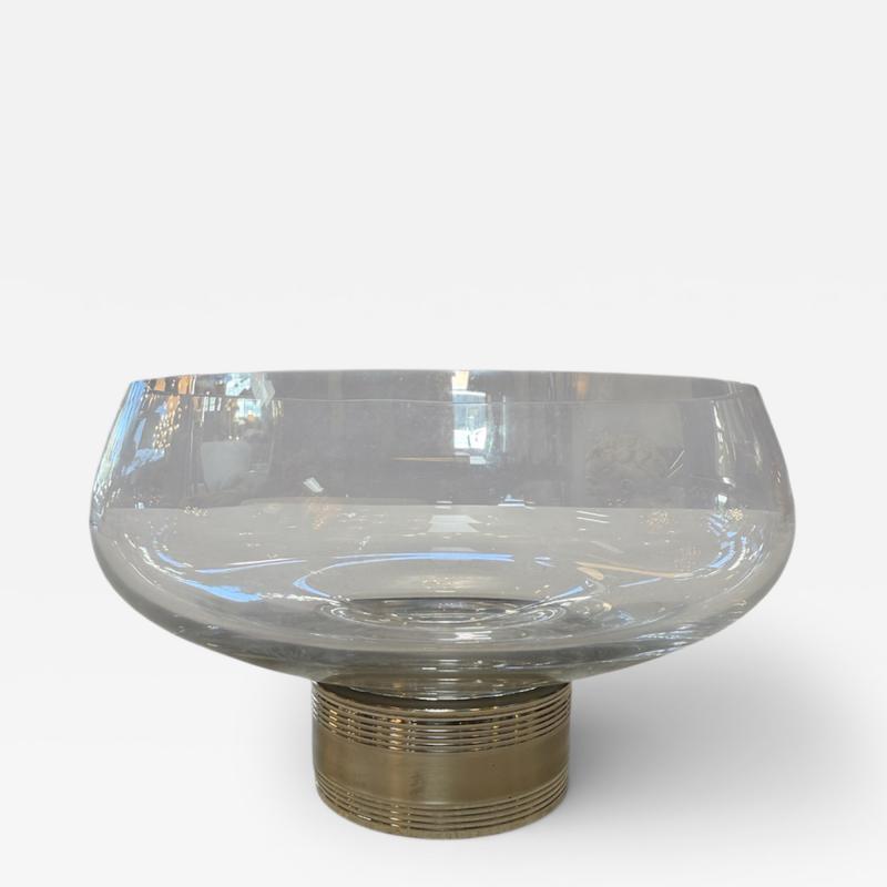 Murano Glass Centerpiece Bowl with Metal Base Italy 1970s