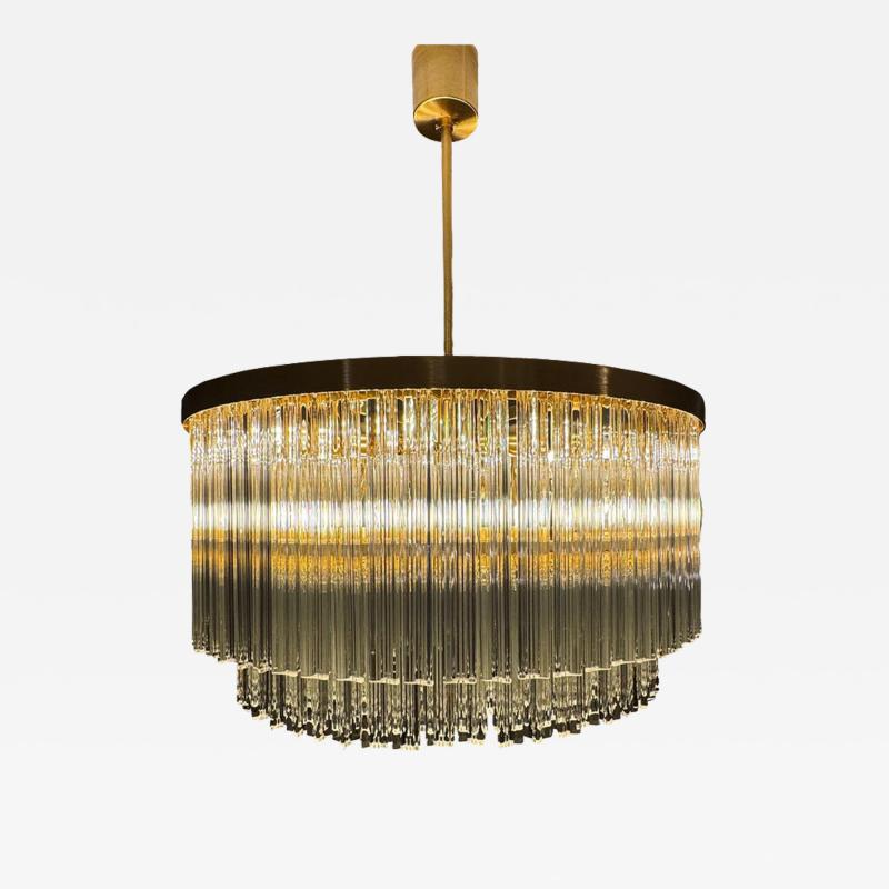 Murano Glass Chandelier With Clear Triedo Glass Italian Pure Art