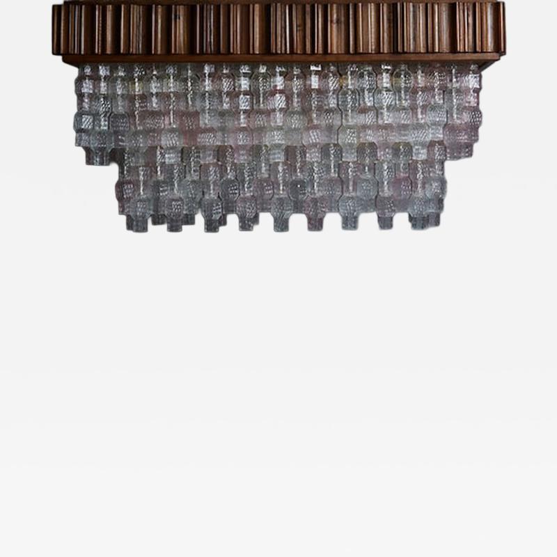 Murano Glass Chandelier with Wood Ceiling Case