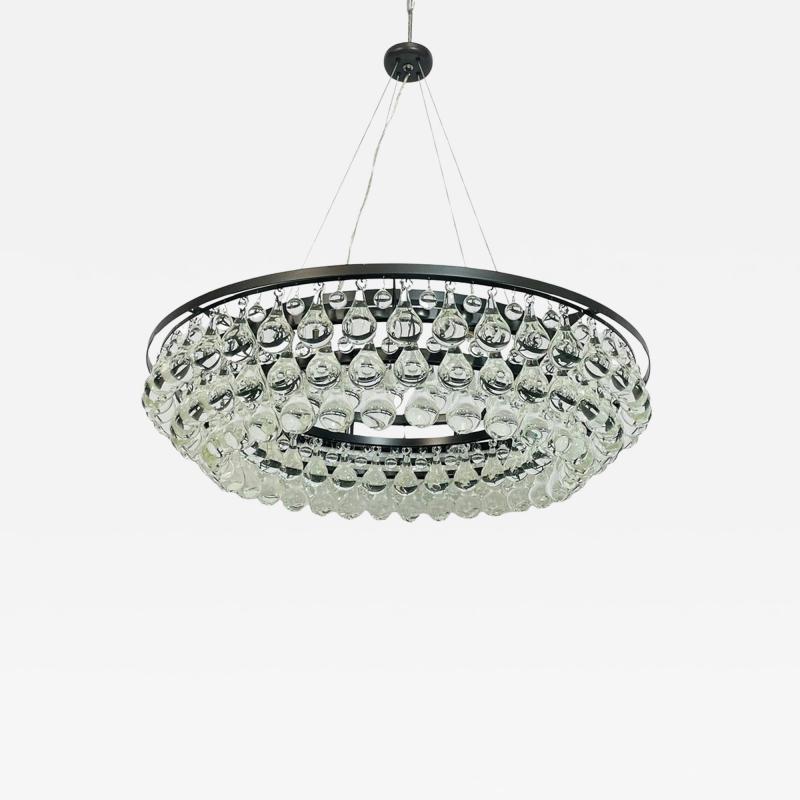 Murano Glass Drop Chandelier with Blackened Metal Frame Made in Italy