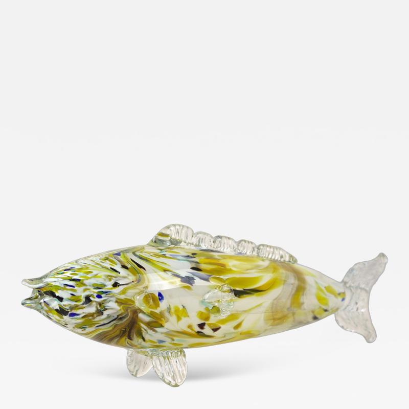 Murano Glass Fish Sculpture Multicolored Mid Century Italy ca 1950